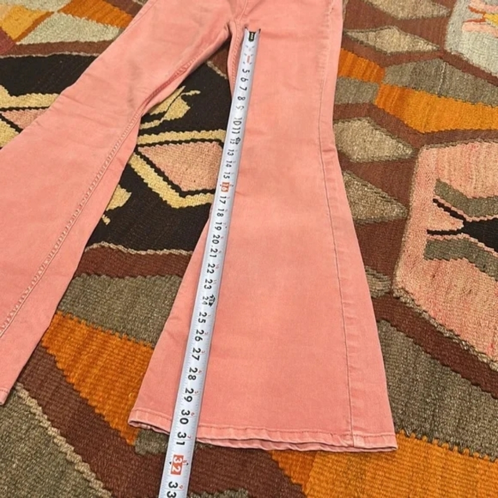 Free People Penny Pull On Flare Denim Jeans Pink Rose Size 27 NWOT - Picture 12 of 16